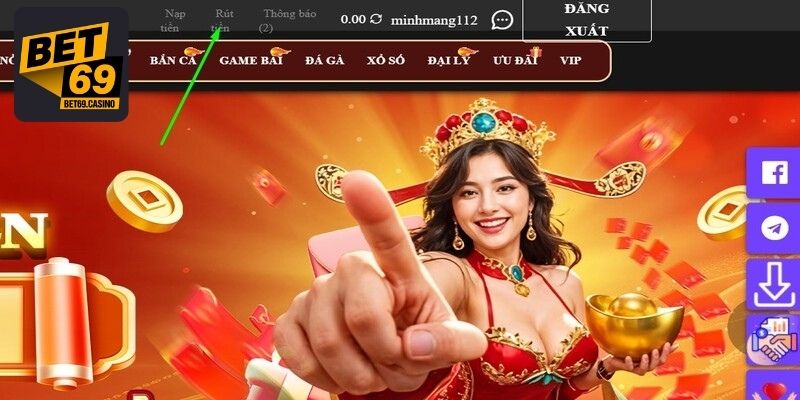 Đăng nhập tài khoản tạo yêu cầu rút tiền